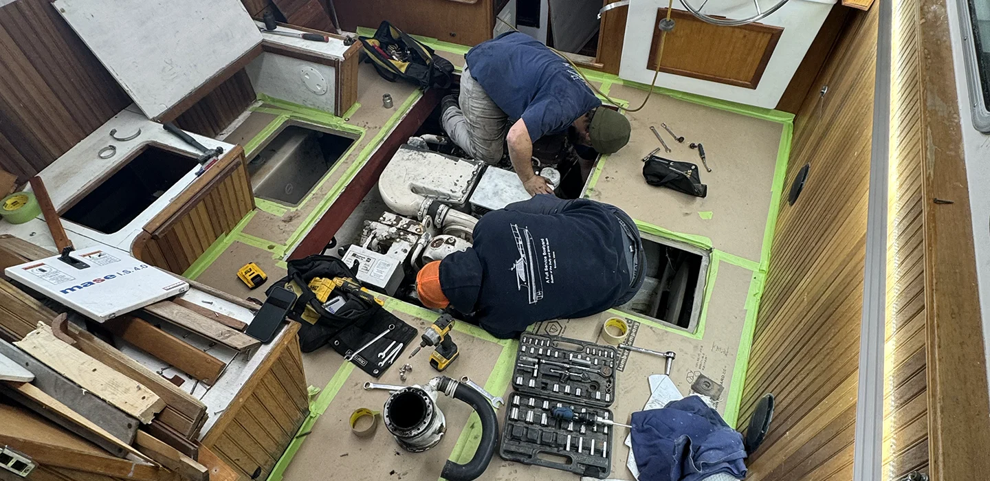 Engine work at Atlantic Boat