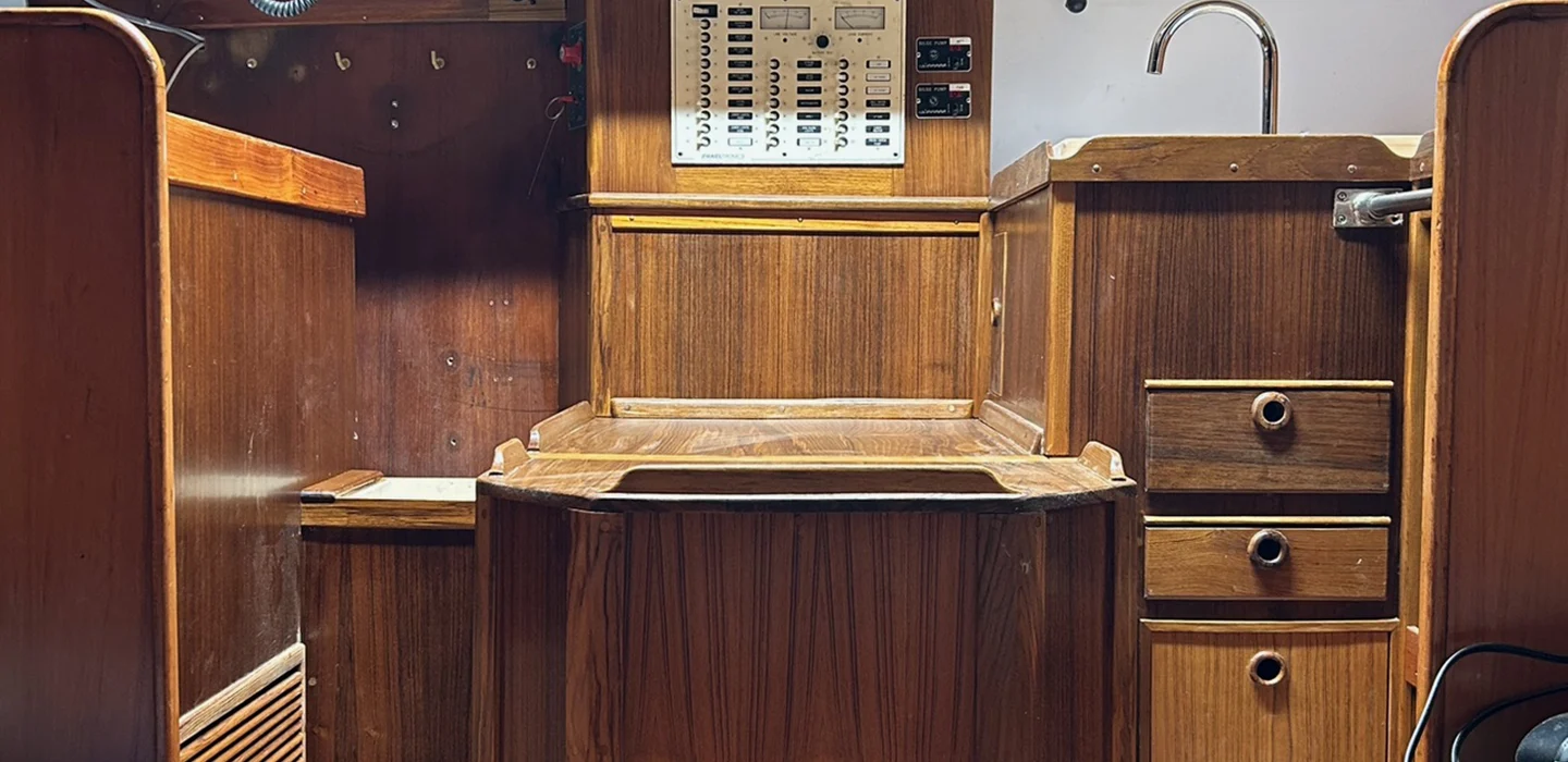 Interior wood work at Atlantic Boat