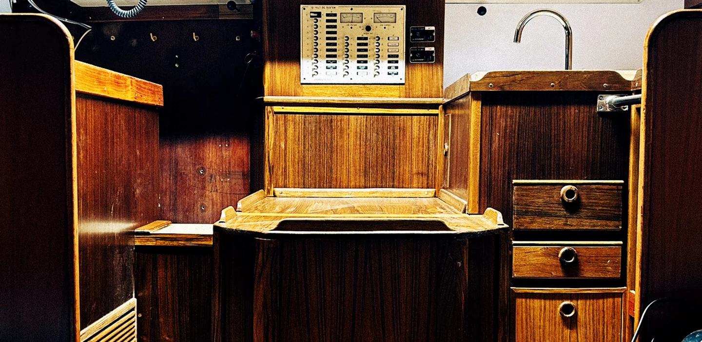 Interior wood work at Atlantic Boat