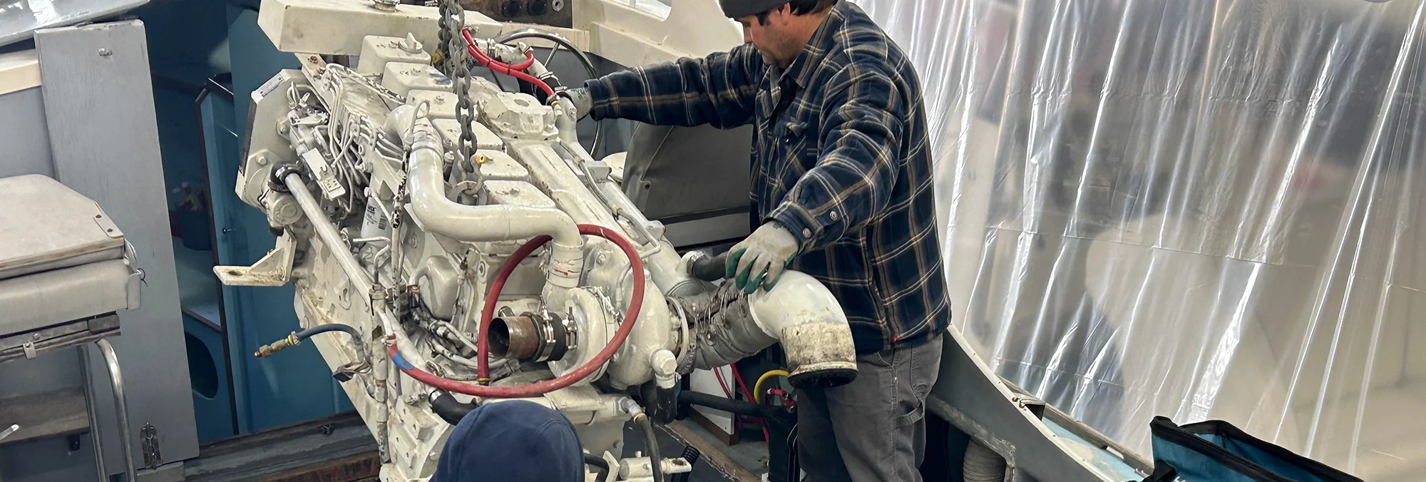 Engine work at Atlantic Boat