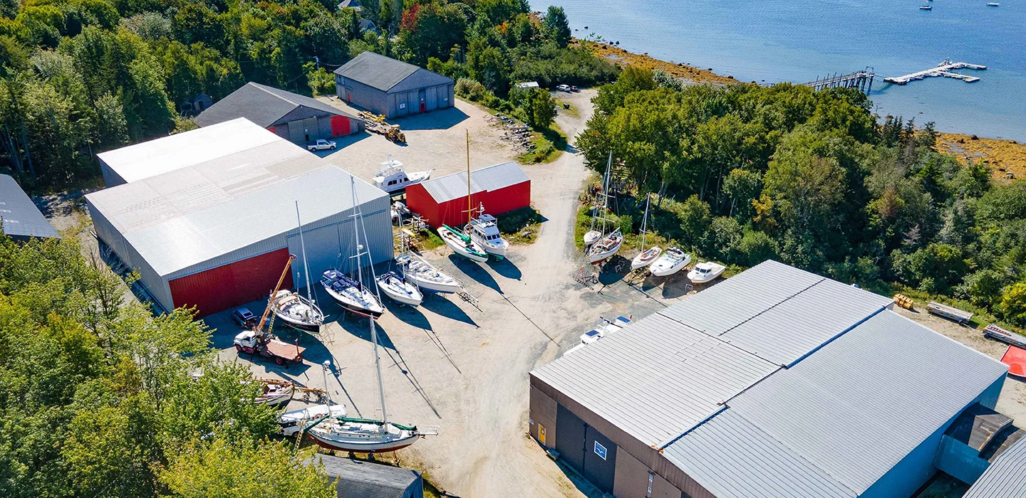 Atlantic Boat from above with boats ready to go in the water